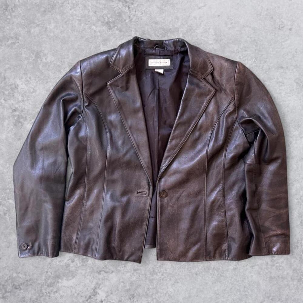 Vintage 90s Preston & York Black Lambskin Leather Jacket Faded Grunge Biker - L